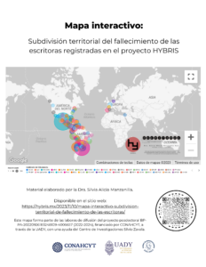 Más información sobre Mapa interactivo: Subdivisión territorial del fallecimiento de las escritoras registradas en el proyecto Hybris